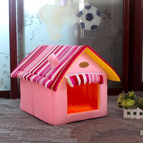 dog bed house pink