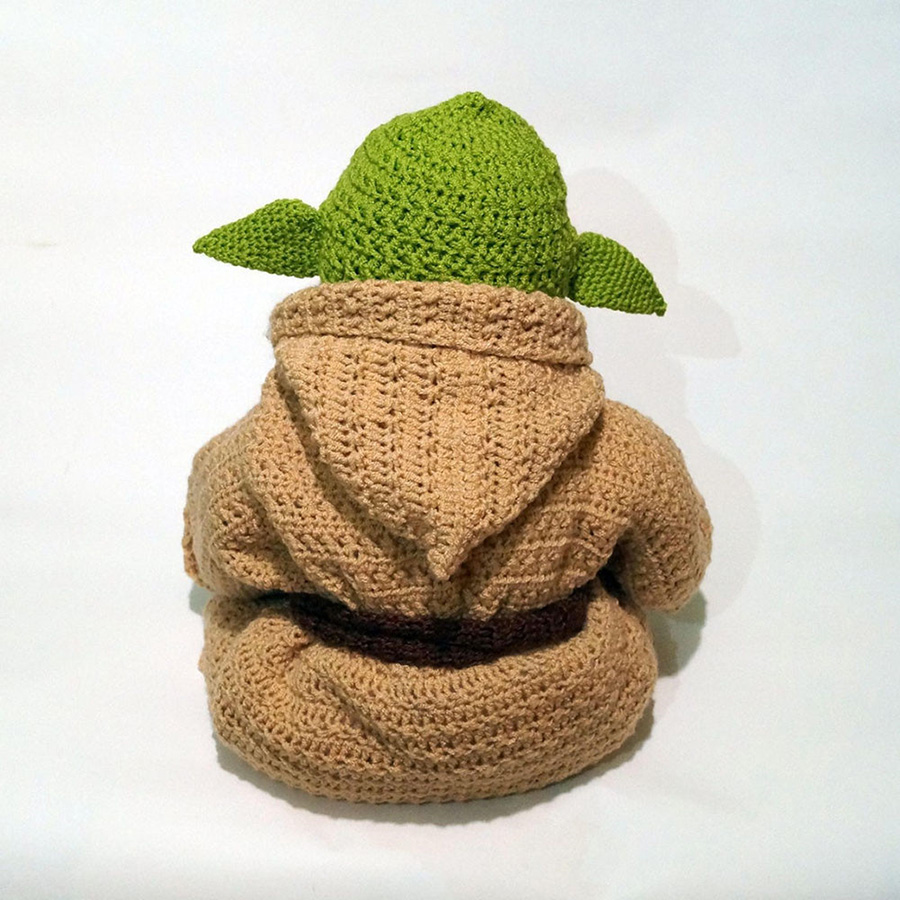 Yoda Style Newborn Infant Baby Photography Prop Crochet Knit Costume Set Handmade Toddler Cap Outfits for Baby Shower Gift (2)