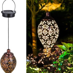 Hanging Solar Lights Lantern Led Garden Lights Metal Lamp Waterproof For Outdoor Hanging Decor