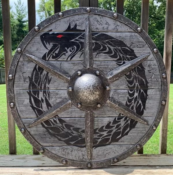 Eivor Valhalla Raven War Pattern Viking Shield