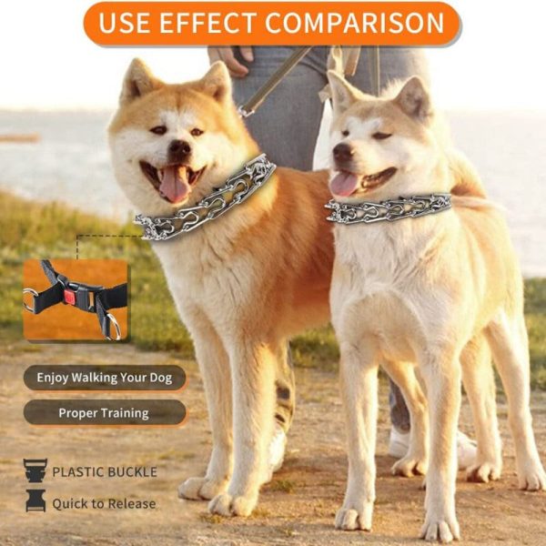 Adjustable Prong Collar With Stainless Steel Links Nylon Cover For Dogs