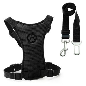 Dog Safety Harness And Car Safety Strap Set 3 Colors 4 Sizes For Comfort And Prefect Fit