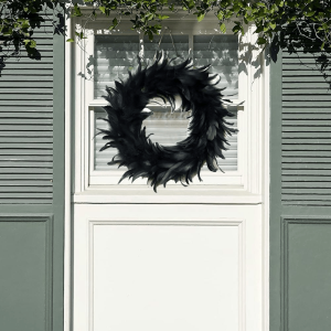 Black Halloween Feathers Wreath