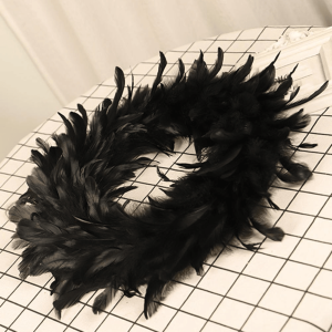 Black Halloween Feathers Wreath