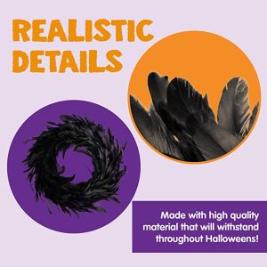 Black Halloween Feathers Wreath