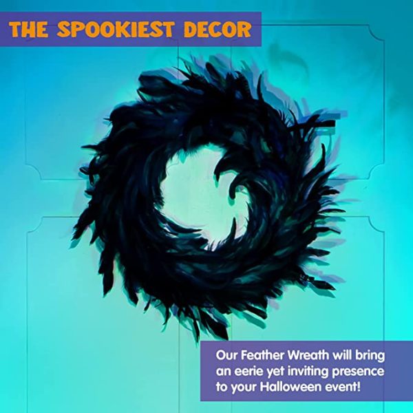 Black Halloween Feathers Wreath