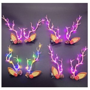 Light Blinking Hair Clip Christmas Antler