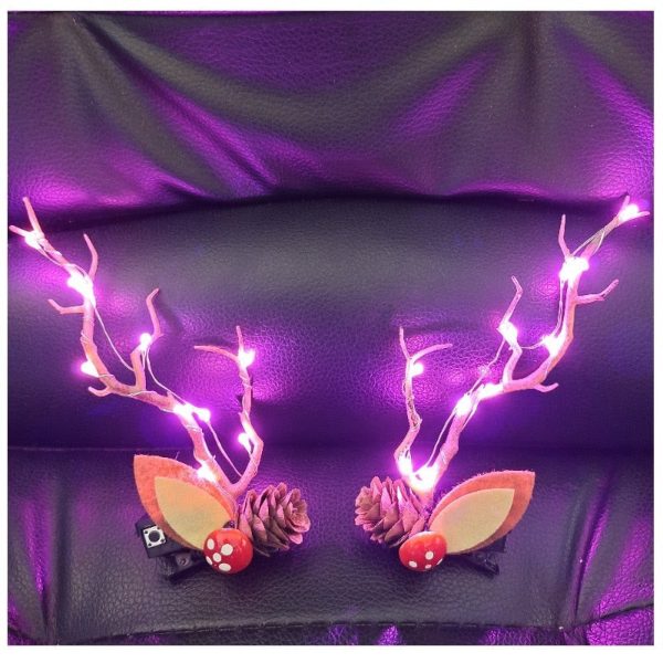 Light Blinking Hair Clip Christmas Antler