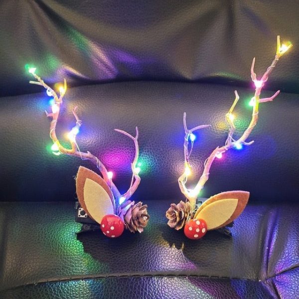 Light Blinking Hair Clip Christmas Antler