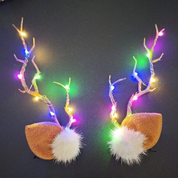 Light Blinking Hair Clip Christmas Antler