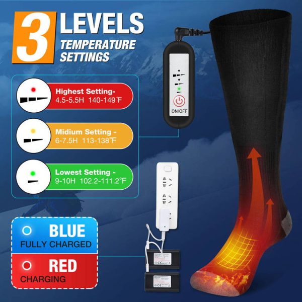 Rechargeable Heated Socks For Men And Women Electric Socks With 3 Settings