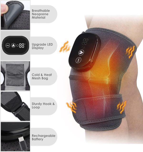 Electric Heating Knee Massager 3 In 1 With Vibration Cordless Rechargeable Heating Knee Warmers