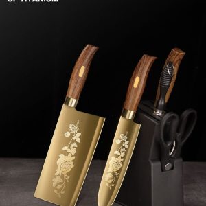 Titangold Designer Titanium Kitchen Knife Set