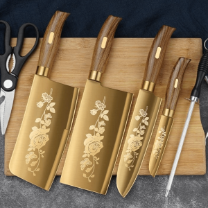 Titangold Designer Titanium Kitchen Knife Set