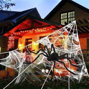 Halloween Giant Spider Huge Stretchy Cobwebs Terror Plush