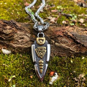 Viking Necklace - Odin'S Spear Valknut Gungnir