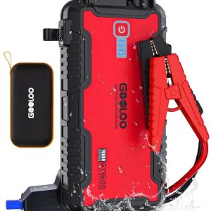 Gooloo Jump Starter Battery Pack - Red 1500A Black 2000A Peak Jump Box, Water-Resistant Battery Booster For Up To 8.0L Gas Or 6.0L Diesel Engine,12V Supersafe Portable Jumper Starter With Quick Charge,Type C Port