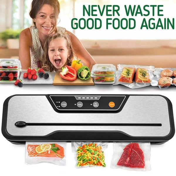 Food Vacuum Sealer With 2 Rolls Of Vacuum Sealer Bags, Dry & Moist Food Modes, Led Indicator Lights, Easy-To-Clean Design