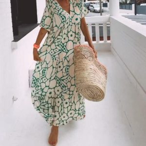 Comfortable Short Sleeve Maxi Dress