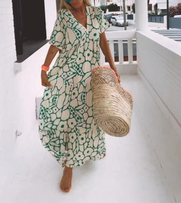 Comfortable Short Sleeve Maxi Dress