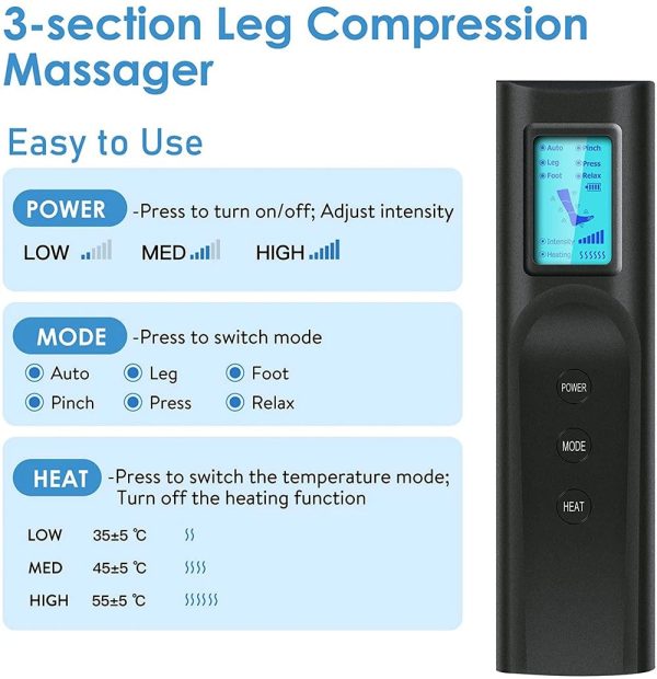 Recoverease: 6-Mode Air Compression Leg Relaxer & Heating Massager