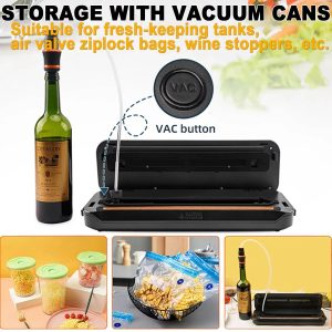 Food Vacuum Sealer With 2 Rolls Of Vacuum Sealer Bags, Dry & Moist Food Modes, Led Indicator Lights, Easy-To-Clean Design