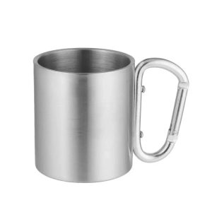 Outad 180Ml Stainless Steel Cup For Camping Traveling Outdoor Cup Double Wall Mug With Carabiner Hook Handle Dropshipping