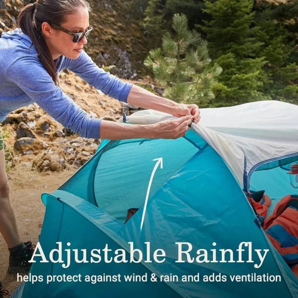 Pop-Up Camping Tent With Setup, 2/4 Person Tent Sets Up In 10 Seconds, Includes Pre-Assembled Poles, Adjustable Rainfly