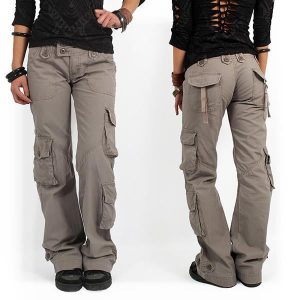 Multi-Pocket Baggy Trousers Flared Cargo Pants