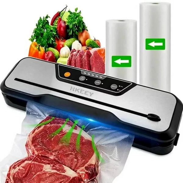 Food Vacuum Sealer With 2 Rolls Of Vacuum Sealer Bags, Dry & Moist Food Modes, Led Indicator Lights, Easy-To-Clean Design