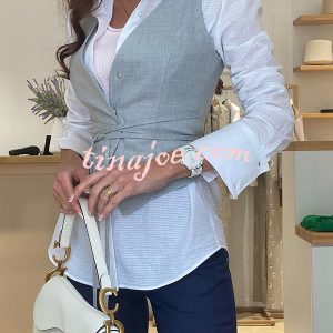 Gentleman Or Lady Style Button Up Waist Strap Vest