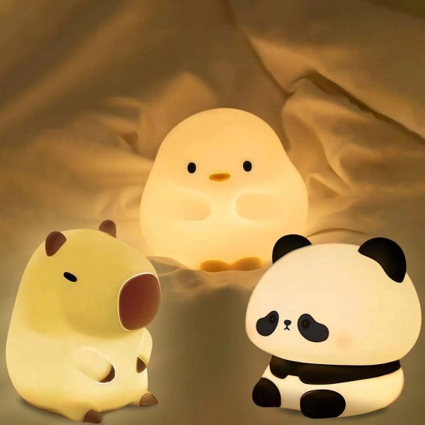 Capybara Silicone Night Light Cute Panda Rechargeable Adjustable Brightness Timing Rechargeable Sleep Nightlights For Kids Room