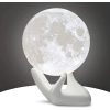 Moon Lamp, 3.5 Inch 3D Printing Lunar Lamp Night Light With White Hand Stand As Kids Women Girls Boy Birthday Gift, Usb Charging Touch Control Brightness Two Tone Warm Cool White