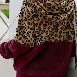 Chic Leopard Zip-Up Patchwork Hooded Coat(5 Colors)