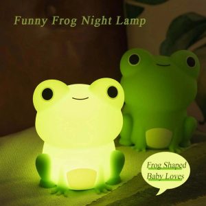 Night Lamp For Kids Frog Soft Silicone Sleeping Night Light Dimmable Timer Rechargeable Colorful Light Room Decor Children Gifts