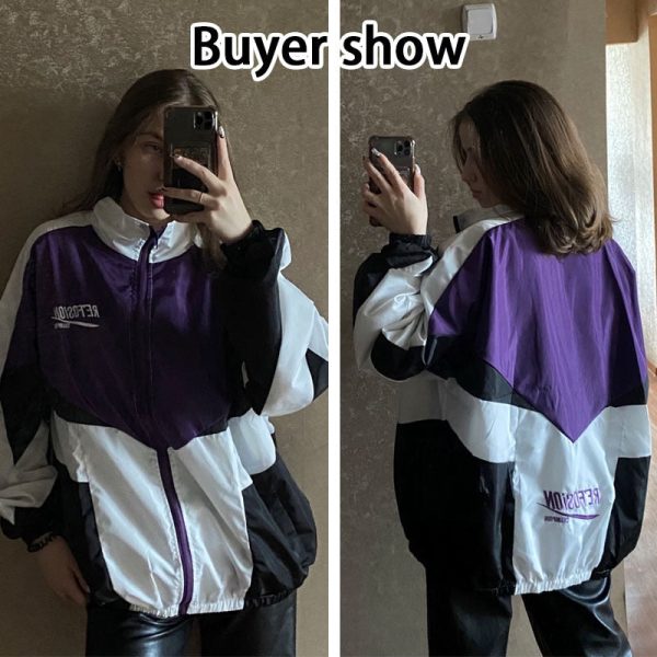 Bomber Jacket Casual Street Loose Patchwork Zipper