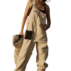 Fleece Overalls With Adjustable Straps And Utility Pockets