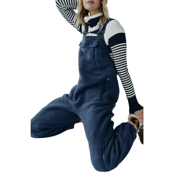 Fleece Overalls With Adjustable Straps And Utility Pockets