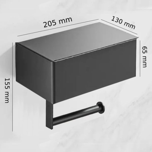 Black Elegance Guard: A Sophisticated Matte Black Toilet Roll Holder Featuring A Smart Storage Compartment.