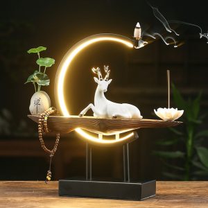 Lucky Deer Led Backflow Waterfall Incense Burner