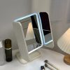 Trifold Led Illuminated Makeup Mirror With Touch Sensor