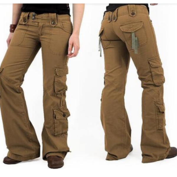 Multi-Pocket Baggy Trousers Flared Cargo Pants