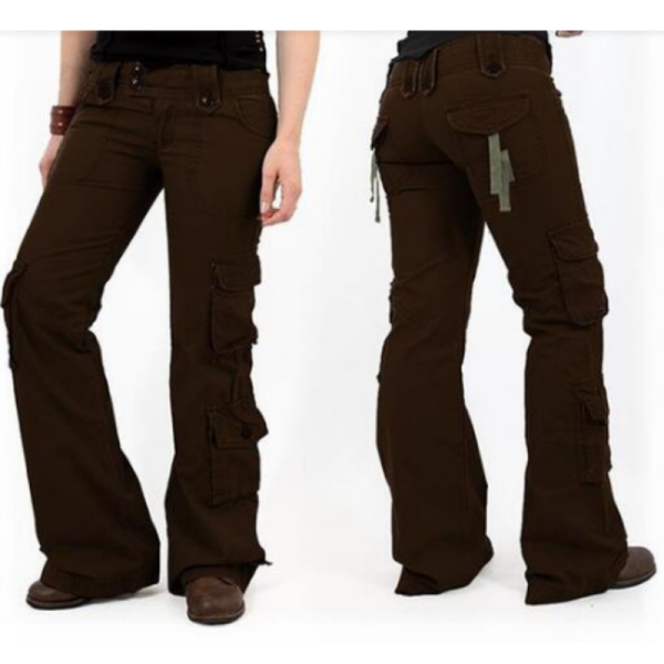 Multi-Pocket Baggy Trousers Flared Cargo Pants