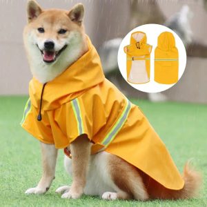 Dog Reflective Raincoats Poncho, Small Large Dogs Rain Coat Waterproof Jacket