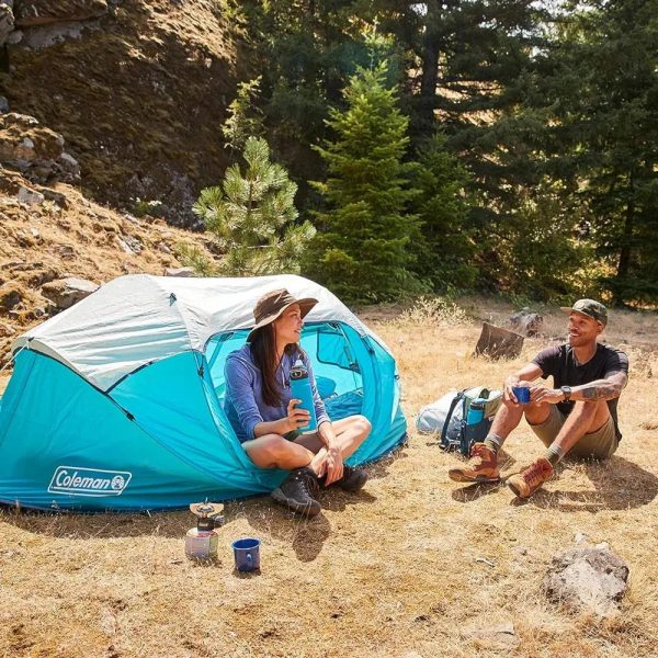 Pop-Up Camping Tent With Setup, 2/4 Person Tent Sets Up In 10 Seconds, Includes Pre-Assembled Poles, Adjustable Rainfly