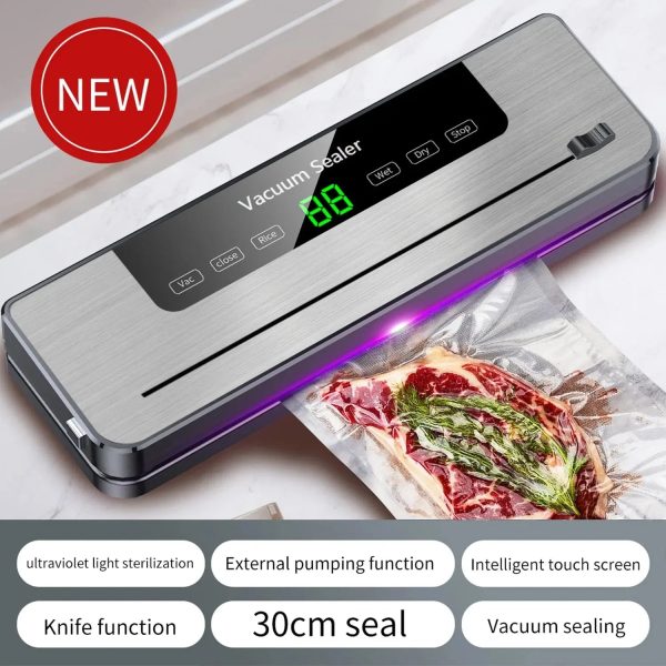 Automatic Food Vacuum Sealing Machine With Built-In Cutter, Led Indicator Lights, Easy-To-Clean Design, Dry & Moist Food Modes