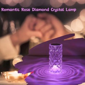 Crystal Table Lamp For Bedroom 16 Colors Touch/Remote Dimmable Night Light Usb Led Bedside Diamond Rose Lamp