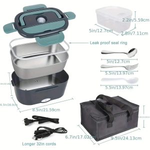 Electric Lunch Box, Portable Food Heater With Random Style Tableware & Dish Cloth & Lunch Bag, Mother'S Day Gift Bento Box, Spring 2024 Car & Home Portable Electronic Food Heater For Home Office Travel