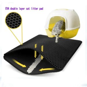 Double Layer Washable Cat Litter Mat, Non-Slip Sand Cat Pad