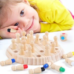 Wooden Memory Match Chess Game